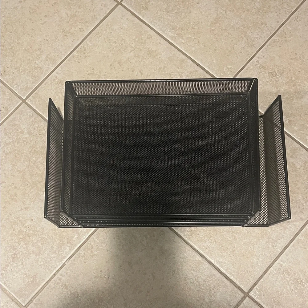 Metal Mesh 3-Drawer Desk Organizer with Side Pen Holders - Black
